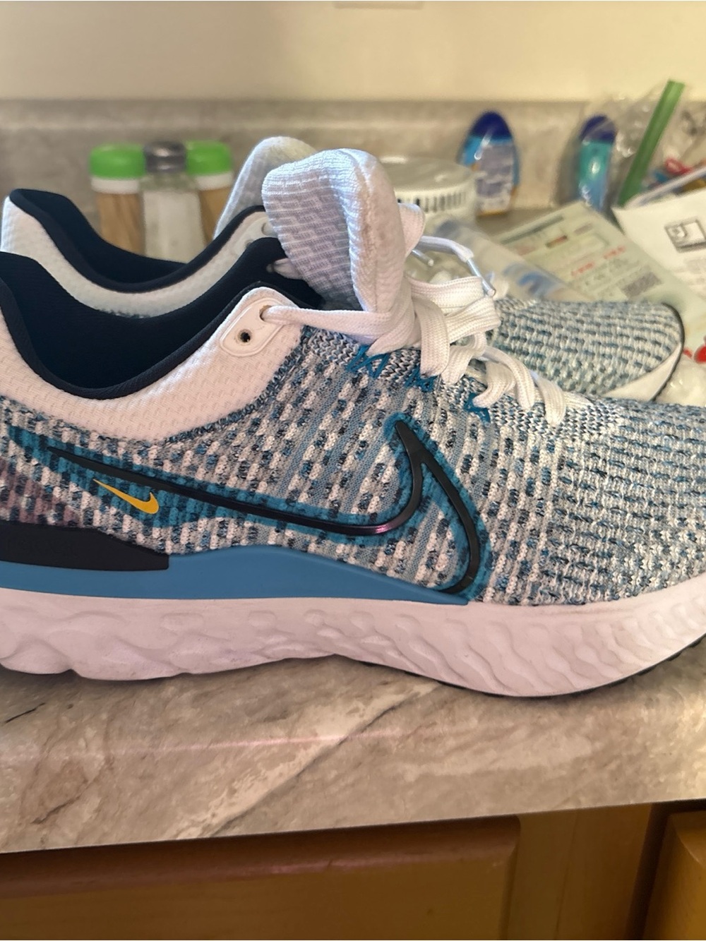 Nike Kids Teal, White and Black Knit Sneakers